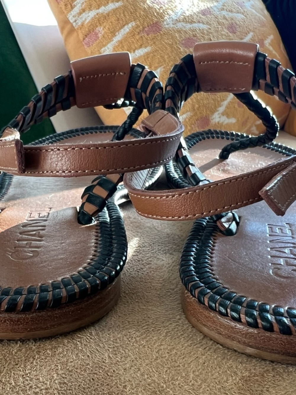 Chanel Leather Interwoven Thong Sandals (Size 38.5 EU) - Picture 5 of 6